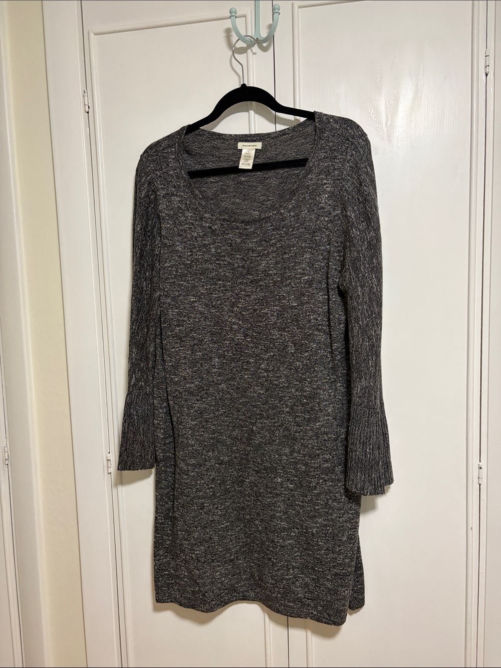 Max Studio Charcoal Gray Long Sleeve Knit Dress